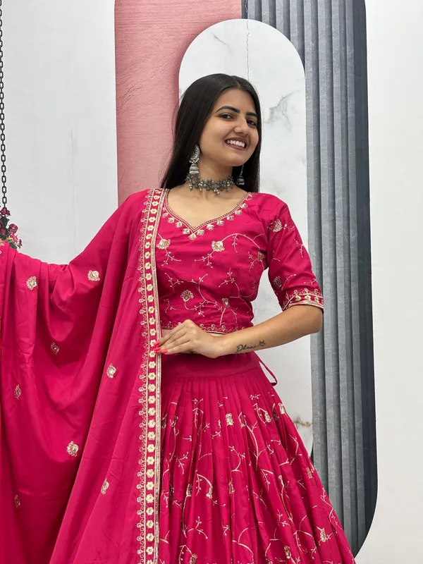 Pink_Embroidered_Lehenga_Choli_Set_For_Women