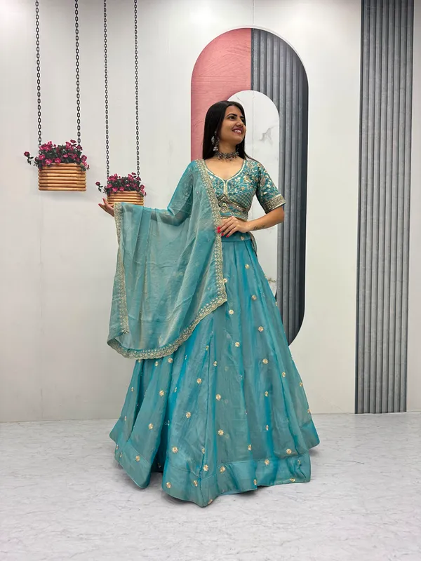 Turquoise_Embroidered_Lehenga_Set_For_Women