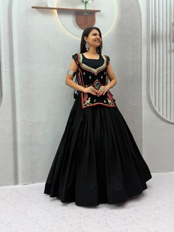 Black_Embroidered_Lehenga_Choli_Set_For_Women