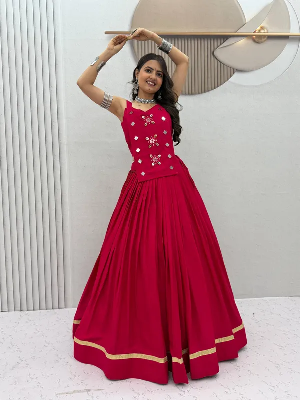 Red_Embellished_Flared_Lehenga_Choli_For_Women