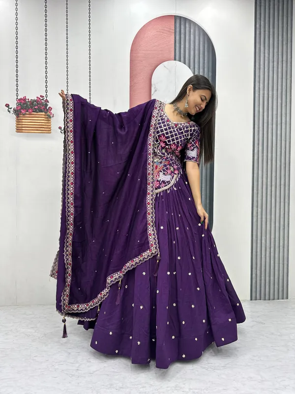 Purple_Embroidered_Lehenga_Choli_Set_For_Women