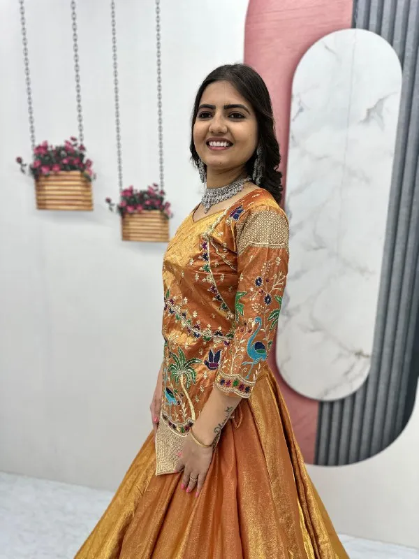 Copper_Embroidered_Flared_Lehenga_Set_For_Women