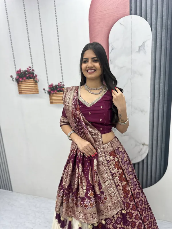 Maroon_Embroidered_Lehenga_Choli_Set_For_Women