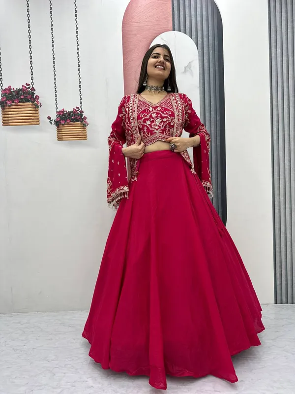 Red_Embroidered_Lehenga_Choli_Set_For_Women