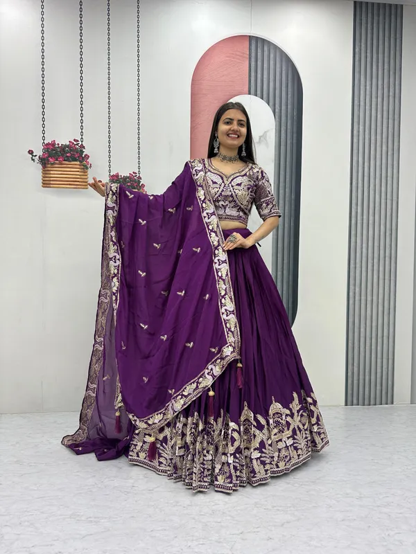 Purple_Embroidered_Lehenga_Choli_Set_For_Women