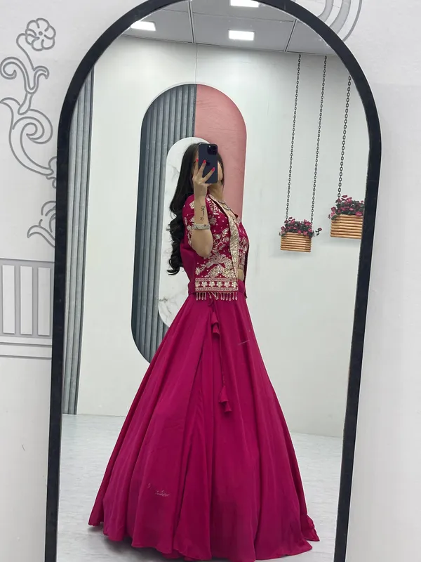 Magenta_Embroidered_Lehenga_Choli_Set_For_Women