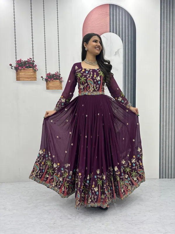 Purple_Embroidered_Anarkali_Suit_Set_For_Women