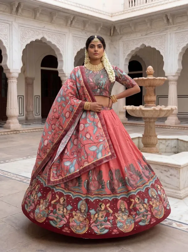 Pink_Floral_Print_Lehenga_Choli_For_Women