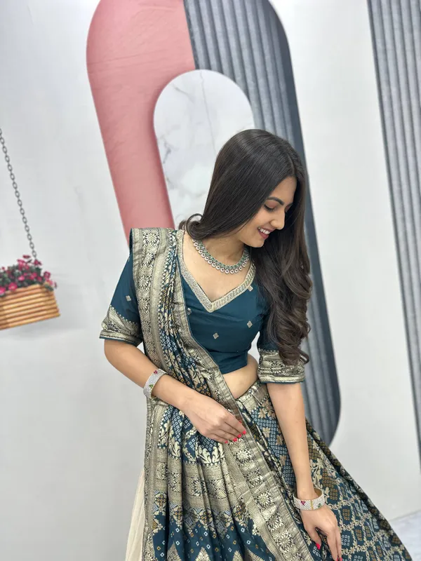Navy_Blue_Printed_Lehenga_Choli_Set_For_Women