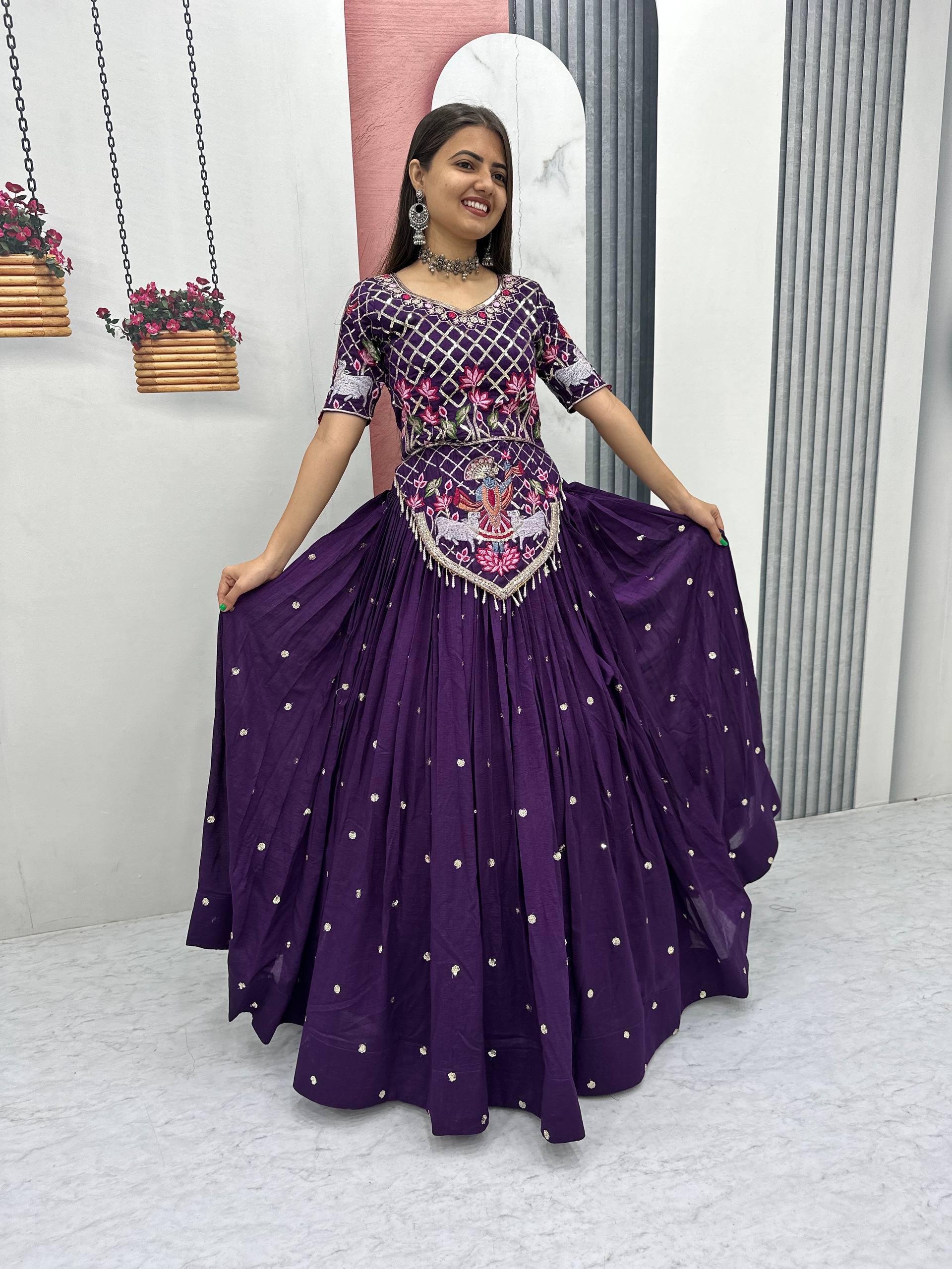 Purple_Embroidered_Lehenga_Choli_Set_For_Women