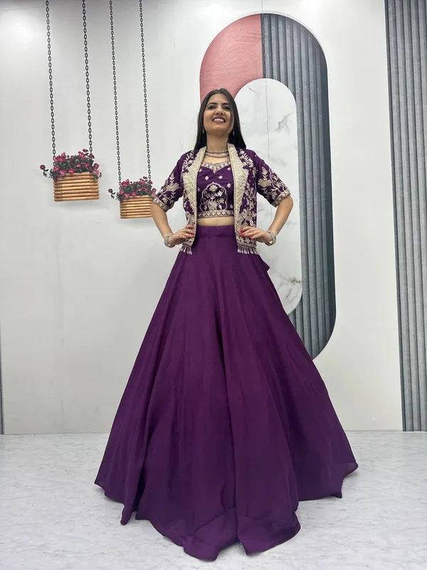 Purple_Embroidered_Lehenga_Choli_Set_For_Women