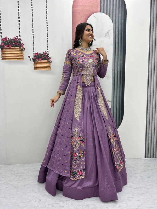Purple_Embroidered_Flared_Lehenga_Set_For_Women