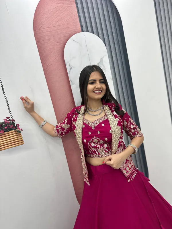 Magenta_Embroidered_Lehenga_Choli_Set_For_Women