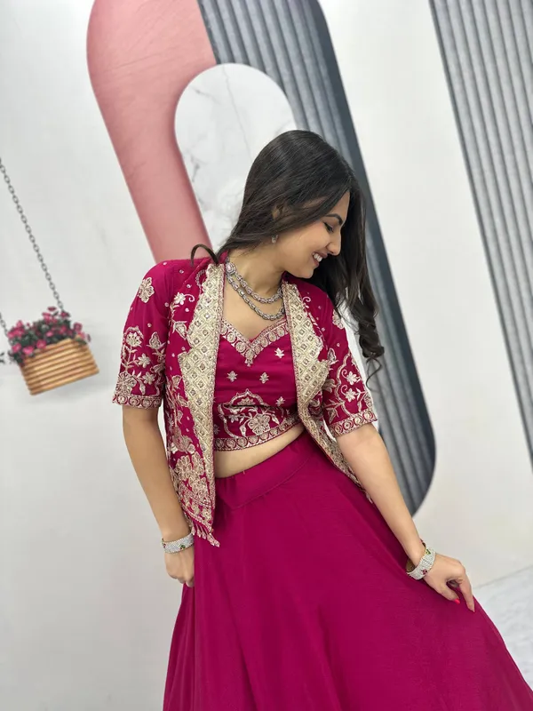 Magenta_Embroidered_Lehenga_Choli_Set_For_Women