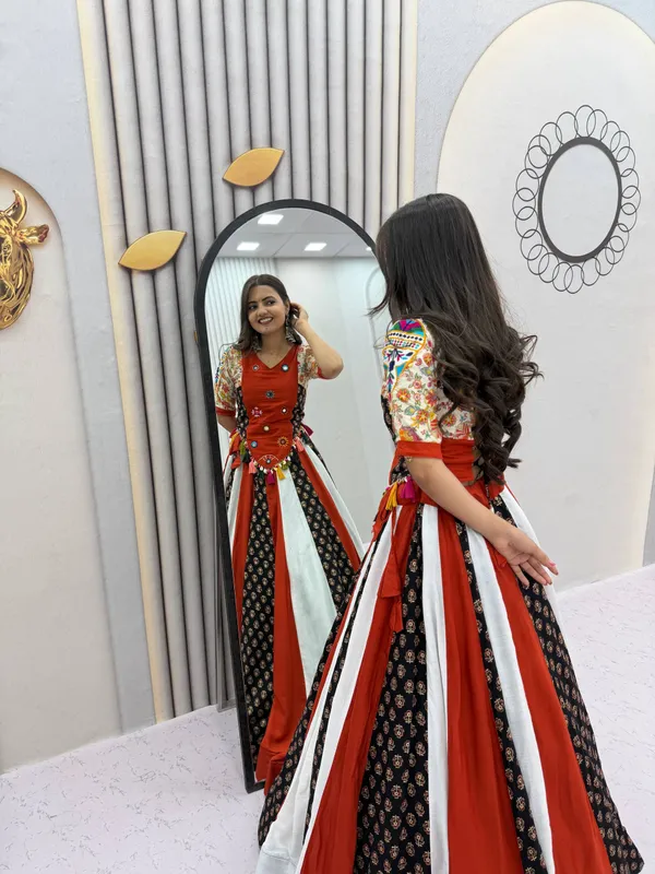Orange_Embroidered_Ethnic_Dress_For_Women