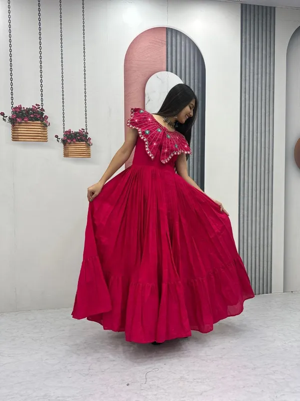 Magenta_Embellished_Flared_Gown_For_Women