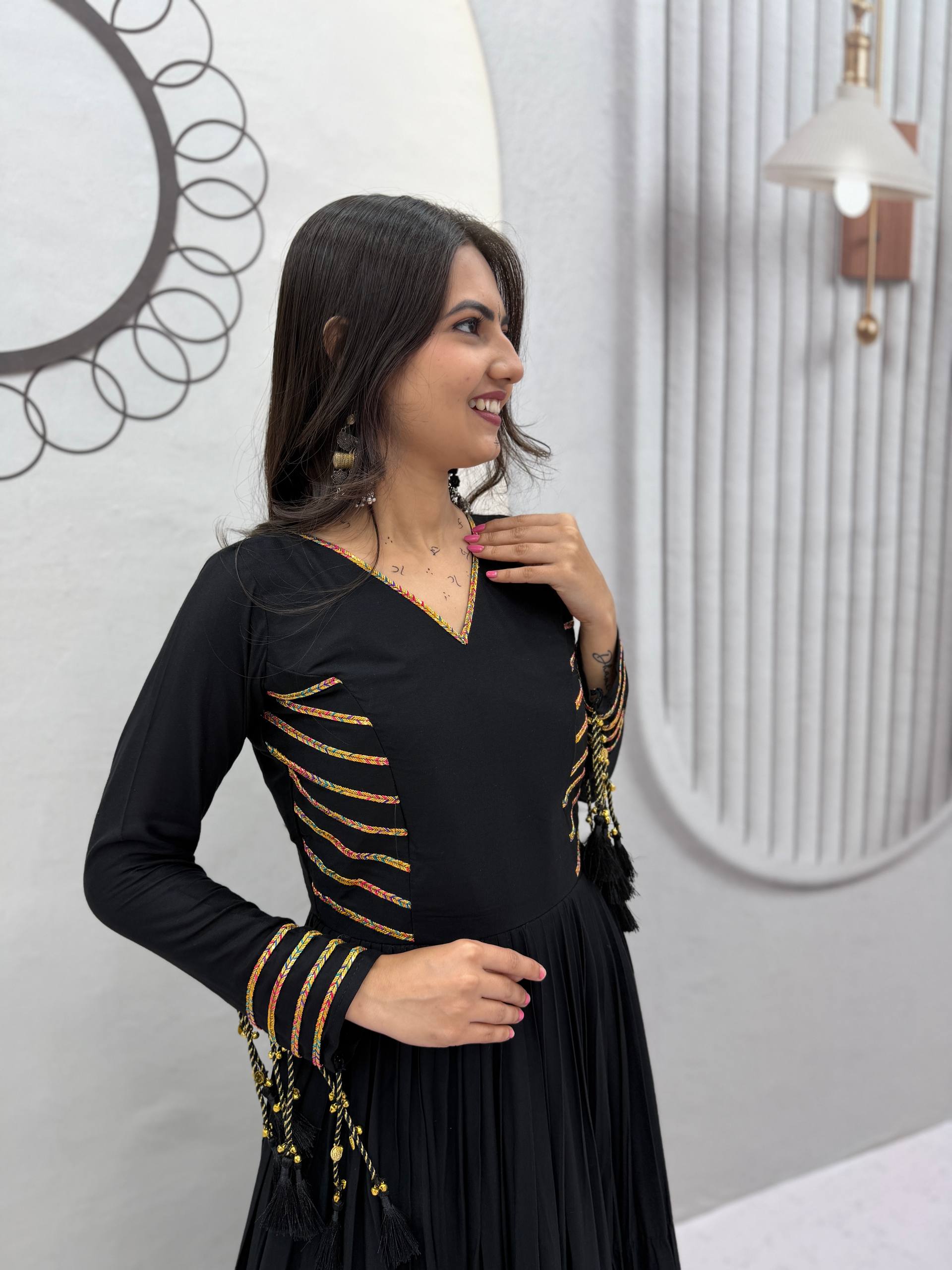Black_Full_Sleeve_Flared_Anarkali_Dress_For_Women