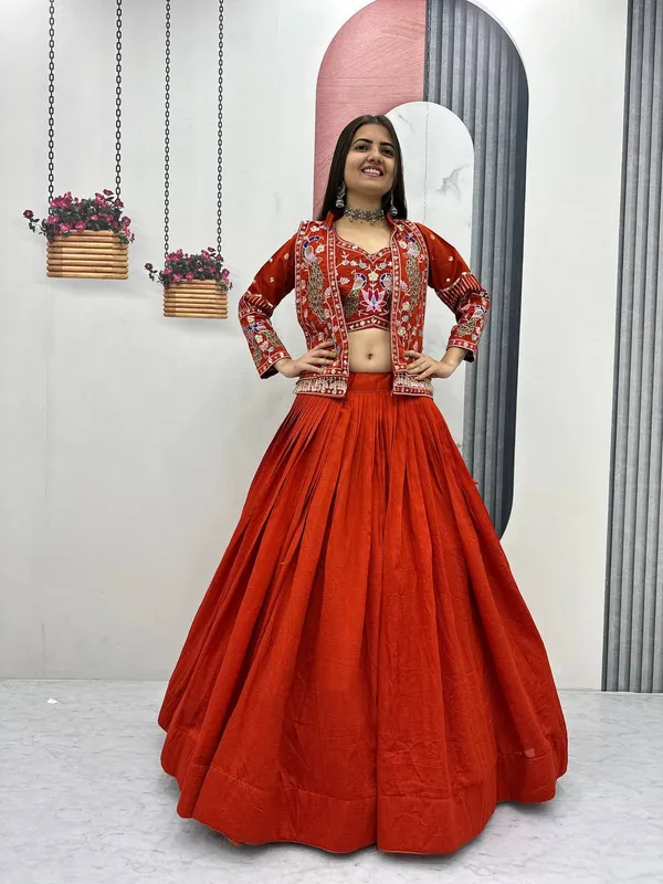 Red_Embroidered_Lehenga_Choli_Set_For_Women