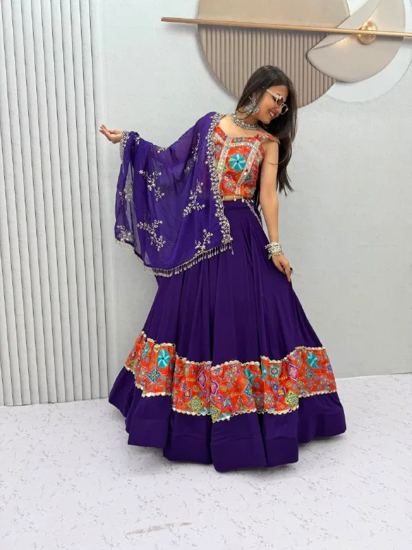 Purple_Embroidered_Flared_Lehenga_Choli_Set_For_Women