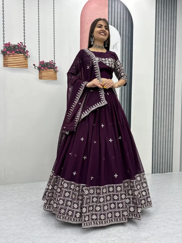 Purple_Embroidered_Lehenga_Choli_Set_For_Women