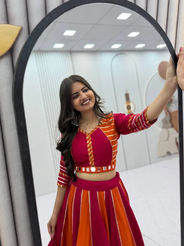 Magenta_And_Orange_Flared_Anarkali_Suit_Set_For_Women