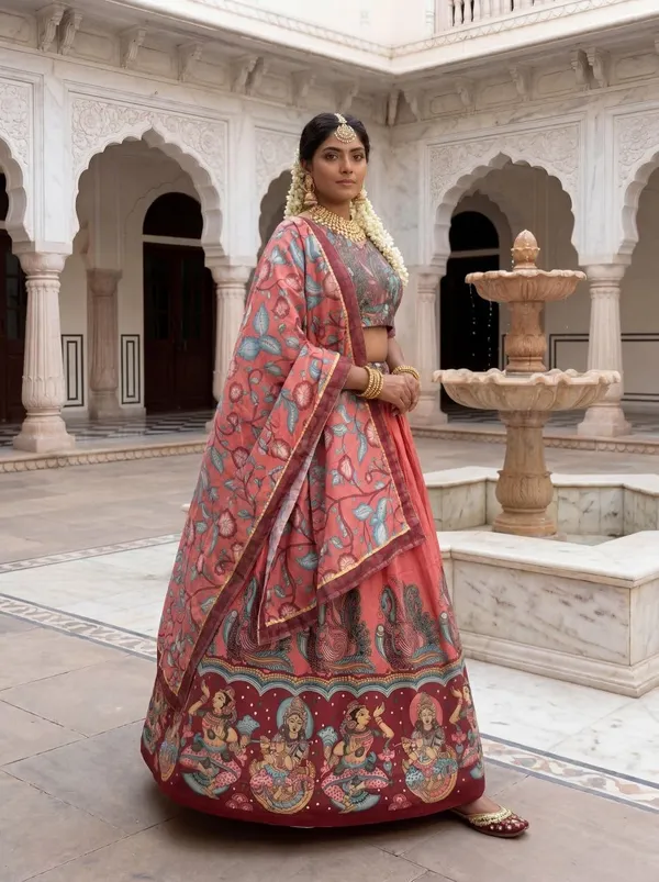 Pink_Floral_Print_Lehenga_Choli_For_Women