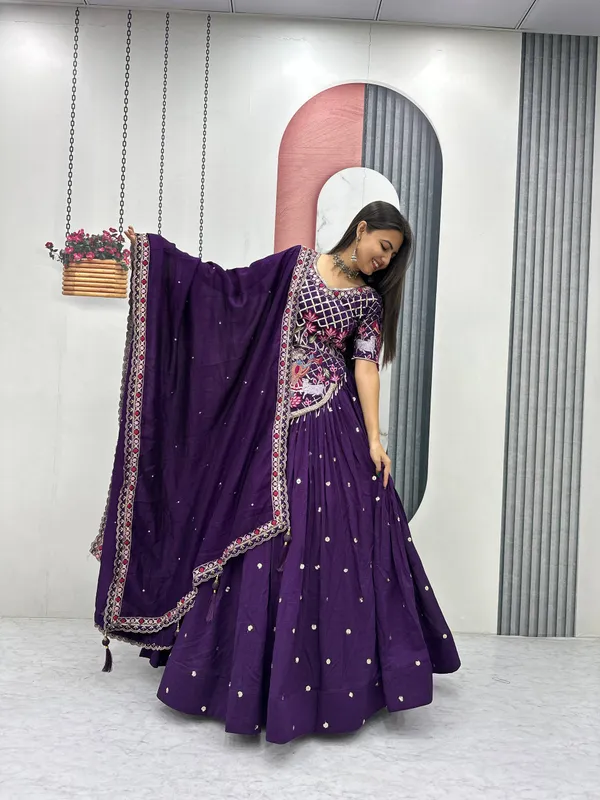 Purple_Embroidered_Lehenga_Choli_Set_For_Women