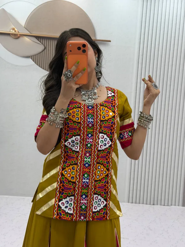 Mustard_Embroidered_Chaniya_Choli_Set_For_Women
