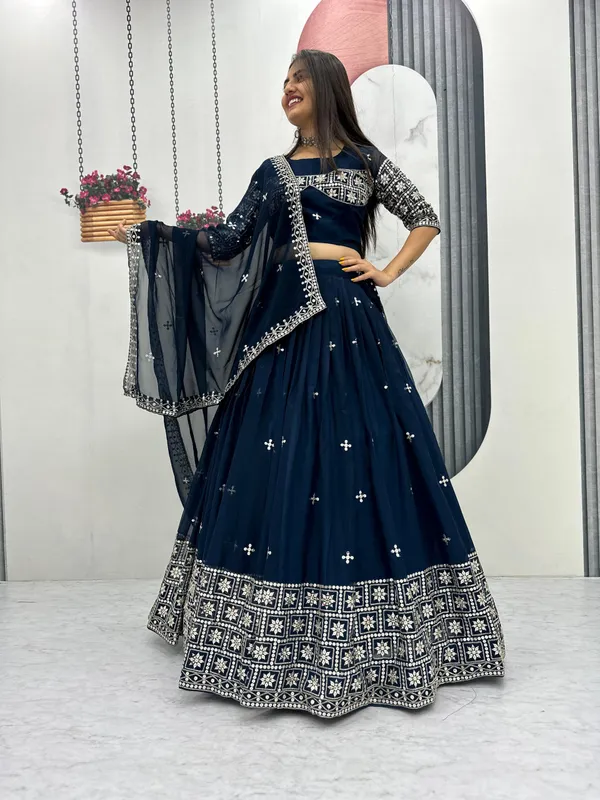 Navy_Blue_Embroidered_Lehenga_Choli_Set_For_Women