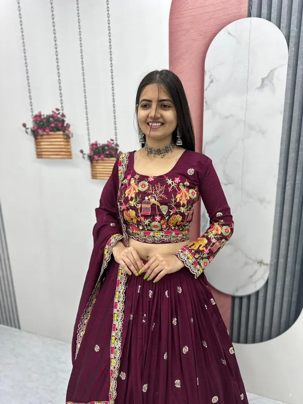 Maroon_Embroidered_Ethnic_Lehenga_Choli_Set_For_Women