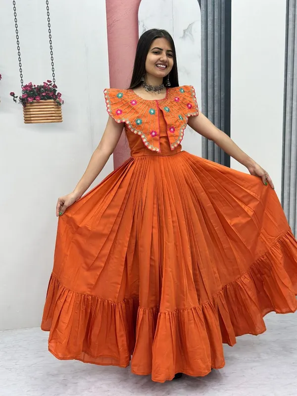Orange_Embroidered_Flared_Maxi_Dress_For_Women