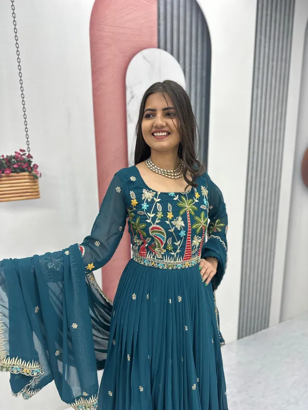 Teal_Embroidered_Anarkali_Suit_For_Women