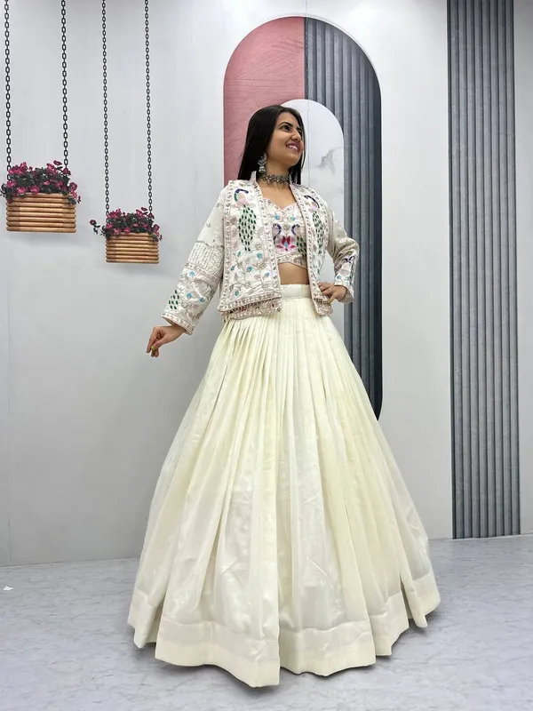 Cream_Embroidered_Jacket_Style_Lehenga_Choli_Set_For_Women