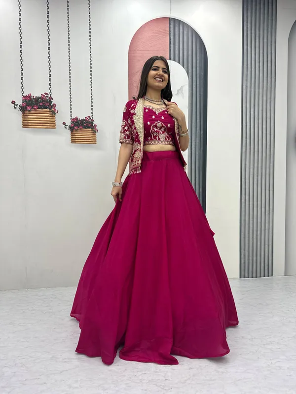 Magenta_Embroidered_Lehenga_Choli_Set_For_Women