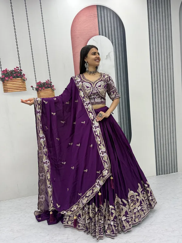 Purple_Embroidered_Lehenga_Choli_Set_For_Women