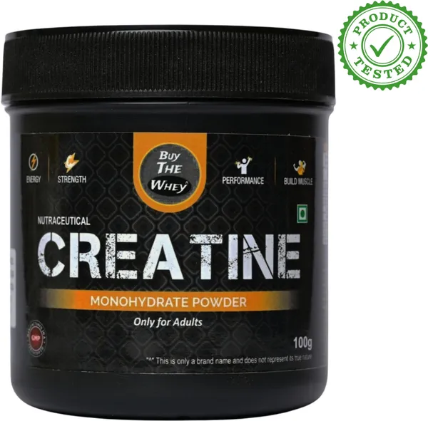 BUY_THE_WHEY_Creatine_Monohydrate_100g_|_Lab_Tested_|100%_Pure_Creatine|33_Serv_|With_T-shirt_Creatine_(100_g,_Unflavoured)