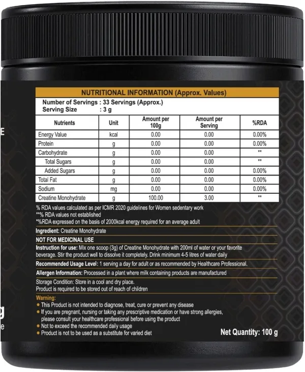 BUY_THE_WHEY_Creatine_Monohydrate_100g_|_Lab_Tested_|100%_Pure_Creatine|33_Serv_|With_T-shirt_Creatine_(100_g,_Unflavoured)