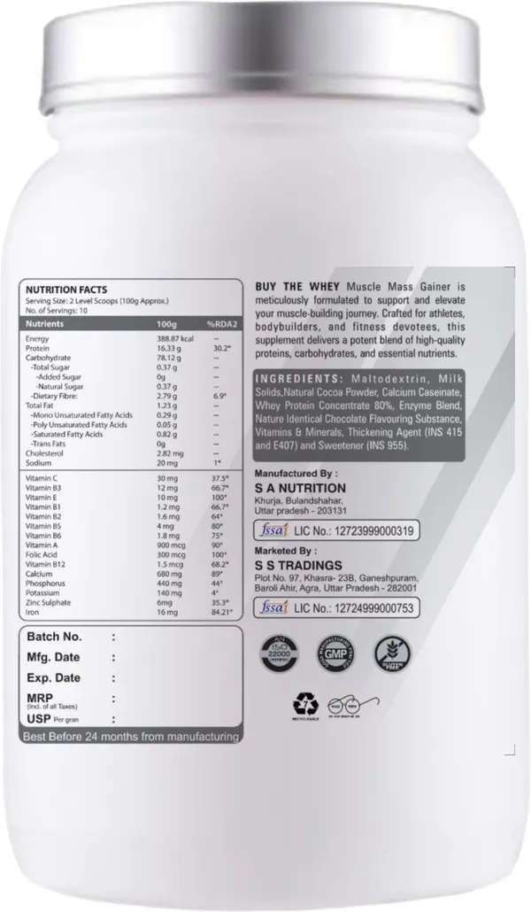 BUY_THE_WHEY_Muscle_Mass_Gainer/Weight_Gainer_Weight_Gainers/Mass_Gainers_(1_kg,_CHOCOLATE)