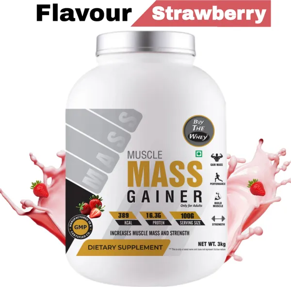 BUY_THE_WHEY_Muscle_Mass_Gainer_|_100%_Genuine_|_For_Adults_Weight_Gainers/Mass_Gainers_(3_kg,_STRAWBERRY)
