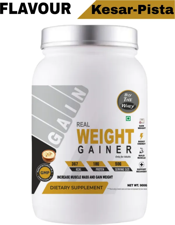 BUY_THE_WHEY_Real_Weight_Gainer_|_Lab_Tested_|_Weight_Gainers/Mass_Gainers_(900_g,_KESAR-PISTA)