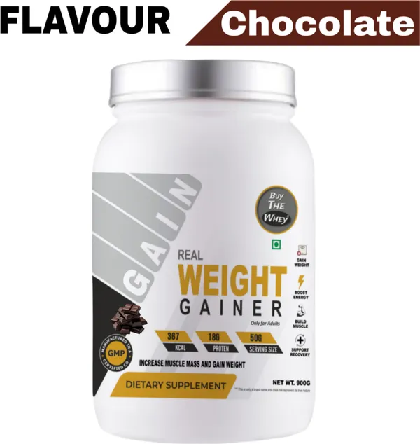 BUY_THE_WHEY_Real_Weight_Gainer_|_Lab_Tested_|_Weight_Gainers/Mass_Gainers_(900_g,_CHOCOLATE)