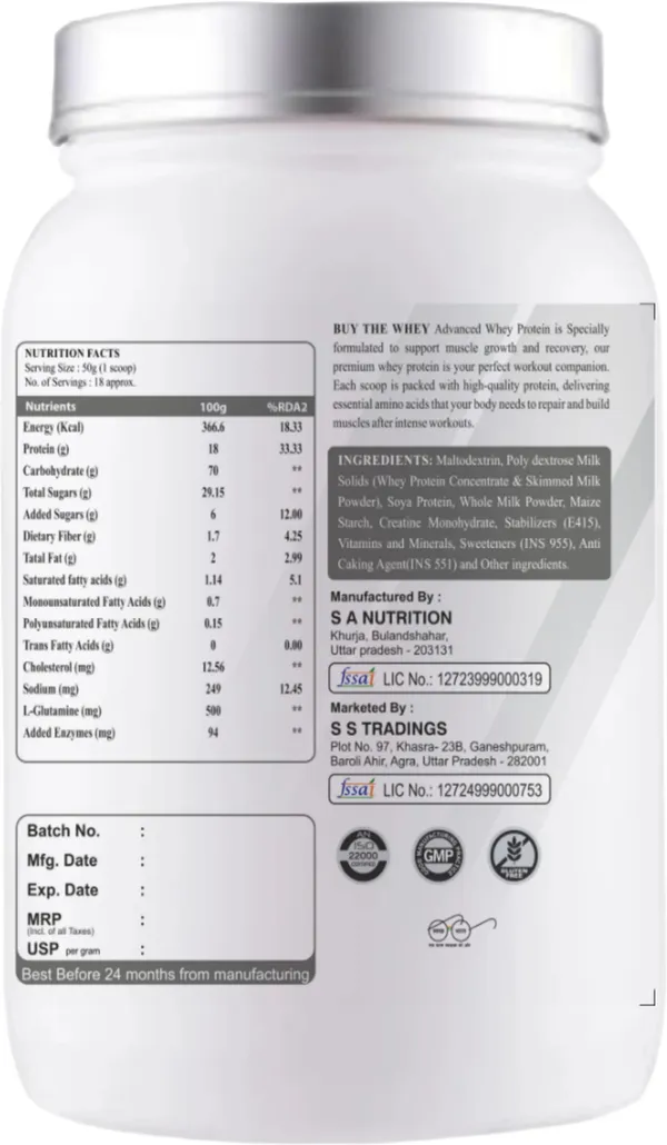 BUY_THE_WHEY_Real_Weight_Gainer_|_Lab_Tested_|_Weight_Gainers/Mass_Gainers_(900_g,_STRAWBERRY)