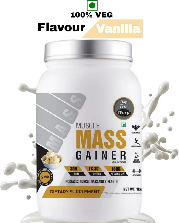BUY_THE_WHEY_Muscle_Mass_Gainer_/_Weight_Gainer_|_100%_Genuine_|_For_Adults_Weight_Gainers/Mass_Gainers_(1_kg,_VANILLA)