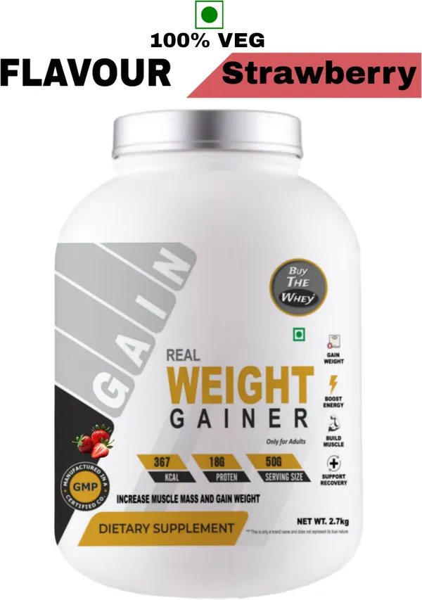 BUY_THE_WHEY_Real_Weight_Gainer_|_Lab_Tested_|_Weight_Gainers/Mass_Gainers_(2.7_kg,_STRAWBERRY)