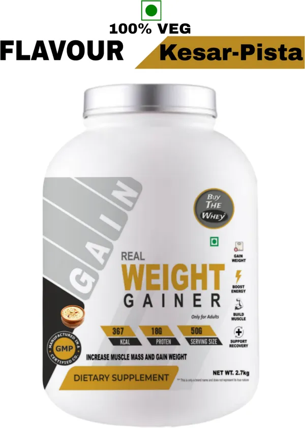 BUY_THE_WHEY_Real_Weight_Gainer_|_Lab_Tested_|_Weight_Gainers/Mass_Gainers_(2.7_kg,_KESAR-PISTA)