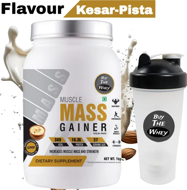 BUY_THE_WHEY_Muscle_Mass_Gainer_|_100%_Genuine_|_Lab_Tested_|_For_Adults_With_Shaker_-_Weight_Gainers/Mass_Gainers_(1_kg,_KESAR-PISTA)