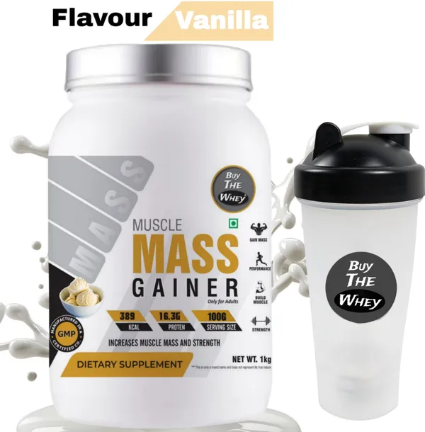 BUY_THE_WHEY_Muscle_Mass_Gainer_|_100%_Genuine_|_Lab_Tested_|_For_Adults_With_Shaker_-_Weight_Gainers/Mass_Gainers_(1_kg,_VANILLA)