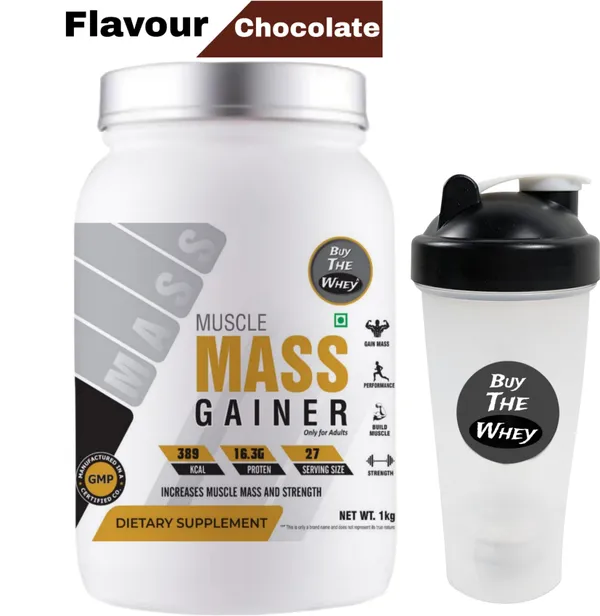BUY_THE_WHEY_Muscle_Mass_Gainer_|_100%_Genuine_|_Lab_Tested_|_For_Adults_With_Shaker_-_Weight_Gainers/Mass_Gainers_(1_kg,_CHOCOLATE)