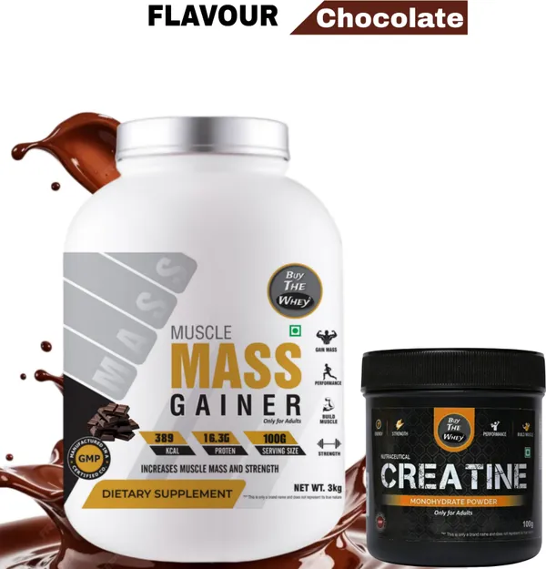 BUY_THE_WHEY_Muscle_Mass_Gainer|100%_Genuine|Lab_Tested|For_Adults_With_Creatine_Monohydrate-_Weight_Gainers/Mass_Gainers_(3_kg,_CHOCOLATE)
