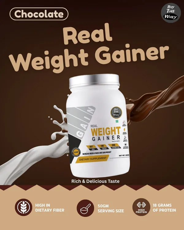 BUY_THE_WHEY_Real_Weight_Gainer_|_Lab_Tested_|_100%_Genuine_|_For_Adults_with_creatine_-_Weight_Gainers/Mass_Gainers_(900_g,_CHOCOLATE)